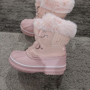 London Fog Pink Faux Fur Boots